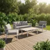 Lamb Modern Style Wooden Outdoor Furniture Patio Garden Sofa Set Park Hotel Courtyard Teak Wood Sofa Set