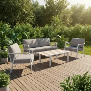 Lamb Modern Style Wooden Outdoor Furniture Patio Garden Sofa Set Park Hotel Courtyard Teak Wood Sofa Set