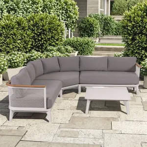 Leann Outdoor Furniture Modern Design Wholesome Teak Garden Sofa Set for Hotels Corner Sofa Set