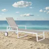 Leone Large Outdoor Chaise Lounge Patio Lounge Chair Pool Sun Lounger with Wheels Sunbathing Chair