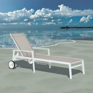 Leone Modern Aluminium Sun Lounger Chair Textilene Beach Poolside Sun Bed for Hotels Villas Pool Resorts Parks