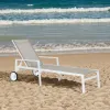 Leone Modern Style Textilene Beach Poolside Sunbed Foldable Outdoor Aluminium Lounger for Hotels and Villas for Pool Resorts