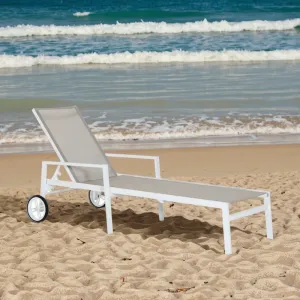 Leone Modern Style Textilene Beach Poolside Sunbed Foldable Outdoor Aluminium Lounger for Hotels and Villas for Pool Resorts
