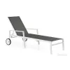 Leone Modern Style Textilene Beach Poolside Sunbed Foldable Outdoor Aluminium Lounger for Hotels and Villas for Pool Resorts