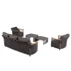 Luxury Modern Outdoor Furniture Waterproof Solid Teak Rattan Sofa Set for Beach Restaurant Aluminum Garden Set