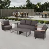 Luxury Modern Outdoor Rattan Sofa Set Solid Teak Wood with Aluminum Frame for Patio Hotels Gardens Courtyards Restaurants