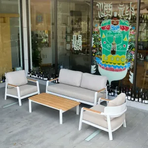 Luxury Modern Teak Garden Sofas Set Outdoor Patio Balcony Couch for General Use