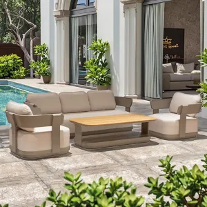Luxury Modern Teak Outdoor Sofa Set for Hotels Gardens Resorts Patios Courtyards-Indoor Outdoor Furniture
