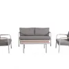 Luxury Resort Villa Outdoor Sofa Set Hotel Patio Teak Furniture With Fabric for Garden Patio Use