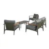 Luxury 4-Piece Aluminum Garden Sofa Set with Contemporary Design Weather-Resistant Features Teak Armrests for Patio Balcony Use