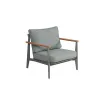 Luxury 4-Piece Aluminum Garden Sofa Set with Contemporary Design Weather-Resistant Features Teak Armrests for Patio Balcony Use