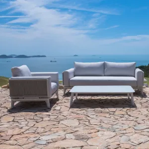 Luxury 4-Piece Outdoor Garden Patio Furniture Set Aluminum Rope Polyester Braided Sofa Chair With Rattan Material