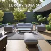 Luxury 4-Piece Outdoor Garden Patio Furniture Set Aluminum Rope Polyester Braided Sofa Chair With Rattan Material