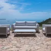 Luxury 4-Piece Outdoor Garden Patio Furniture Set Aluminum Rope Polyester Braided Sofa Chair With Rattan Material