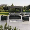MOSS All-Weather Modern Outdoor Sofa Set Rattan Wicker with Wood for Patio Garden Villa Courtyard