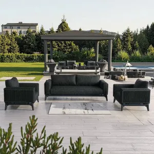 MOSS All-Weather Modern Outdoor Sofa Set Rattan Wicker with Wood for Patio Garden Villa Courtyard