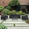 MOSS Luxury Modern Rattan Wicker Outdoor Sofa Set All-Weather for Hotel Patio Garden Villa Courtyard Aluminum Frame