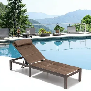 Metal Patio Outdoor Lounge Furniture Sun Recliner Sun Lounger Wheels for Pool Beach Hotels Gardens Leisure Style