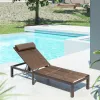 Metal Patio Outdoor Lounge Furniture Sun Recliner Sun Lounger Wheels for Pool Beach Hotels Gardens Leisure Style