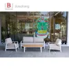 Mili Modern Outdoor Teak Single Sofa Rattan Wood Fabric for Courtyard Garden Patio Leisure