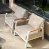 Mili Modern Outdoor Teak Single Sofa Rattan Wood Fabric for Courtyard Garden Patio Leisure