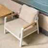 Mili Modern Outdoor Teak Single Sofa Rattan Wood Fabric for Courtyard Garden Patio Leisure
