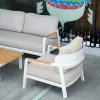 Mili Modern Outdoor Teak Single Sofa Rattan Wood Fabric for Courtyard Garden Patio Leisure