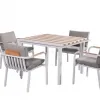 Modern Aluminum Teak Design Outdoor Dining Set Durable Metal Patio Garden Furniture for Backyard and Outdoor Use