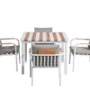 Modern Aluminum Teak Design Outdoor Dining Set Durable Metal Patio Garden Furniture for Backyard and Outdoor Use