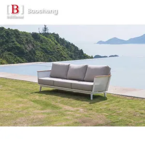 Modern Design Outdoor Aluminium Chaise Sofa Sets Teak Wood Patio Furniture for Pool Garden Waterproof for Hotels Residential Use