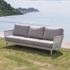 Modern Design Outdoor Aluminium Chaise Sofa Sets Teak Wood Patio Furniture for Pool Garden Waterproof for Hotels Residential Use