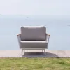 Modern Design Outdoor Aluminium Chaise Sofa Sets Teak Wood Patio Furniture for Pool Garden Waterproof for Hotels Residential Use