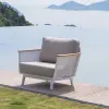 Modern Design Outdoor Aluminium Chaise Sofa Sets Teak Wood Patio Furniture for Pool Garden Waterproof for Hotels Residential Use