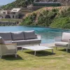 Modern Design Outdoor Aluminium Chaise Sofa Sets Teak Wood Patio Furniture for Pool Garden Waterproof for Hotels Residential Use