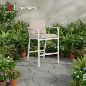 Modern Design Outdoor High Bar Table and Chairs Aluminum Frame Wood Material for Hotels and Public Areas for Patio Garden