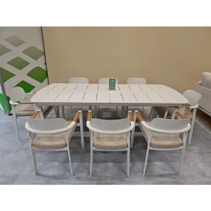 Modern Garden Outdoor Dining Set Patio Extendable Table and Chairs Durable Furniture for Backyard Courtyard