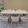 Modern Garden Outdoor Dining Set Patio Extendable Table and Chairs Durable Furniture for Backyard Courtyard