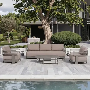 Modern Garden Outside Furniture 4 Pieces Aluminum Patio Outdoor Sofa Set