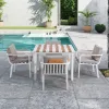 Modern Luxury Aluminium Patio Dining Set 4 Chairs Table Teak Wood Frame Feature for Outdoor Furniture Backyard Garden
