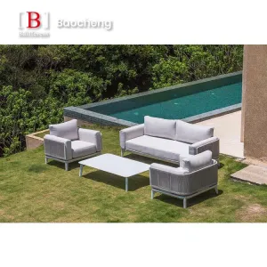 Modern Luxury Aluminum Outdoor Sofa Set Waterproof Patio Furniture for Dining for Hotels and Gardens