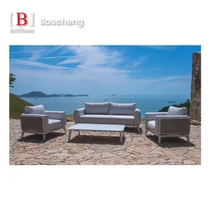 Modern Luxury Aluminum Outdoor Sofa Set Weather Resistant Garden Furniture with Table for Apartments