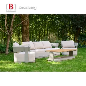 Modern Luxury Garden Sofa Patio Outdoor Sofa Set Teak Wood Leisure Outdoor Sofa