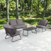 Modern Luxury Leisure Aluminum Outdoor Furniture Sofa Set Waterproof Garden Patio for Courtyard Hotel
