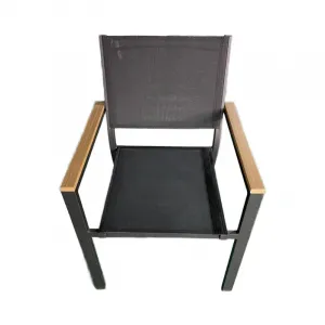 Modern Luxury Leisure Plastic Wood Restaurant Outdoor Dining Chair Waterproof Portable Garden Furniture for Patio Dine and Park