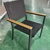 Modern Luxury Leisure Plastic Wood Restaurant Outdoor Dining Chair Waterproof Portable Garden Furniture for Patio Dine and Park