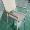 Modern Luxury Leisure Plastic Wood Restaurant Outdoor Dining Chair Waterproof Portable Garden Furniture for Patio Dine and Park