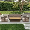 Modern Luxury Outdoor Solid Wood Sofa Set Garden Patio Furniture Sun Protection for Restaurant Hotel Leisure Beach Courtyard