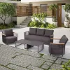 Modern Luxury Solid Teak Rattan Outdoor Sofa Set Waterproof for Patio Hotels Gardens Villas
