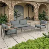 Modern Outdoor Aluminum Patio Sofa Set Weather-Resistant 4pcs Garden Furniture for Terrace Backyard Use