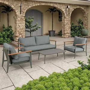 Modern Outdoor Aluminum Patio Sofa Set Weather-Resistant 4pcs Garden Furniture for Terrace Backyard Use